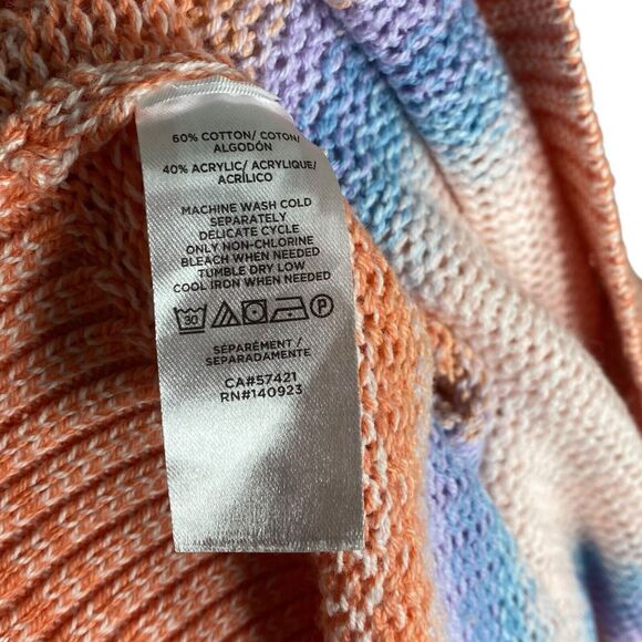 Loft Sweater Womens L Pastel Striped V-Neck Pullover Boho Preppy Slouchy Casual - Picture 9 of 11